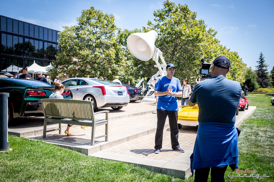 ON SET AT JAY LENO'S GARAGE — PRODUCTION DAY