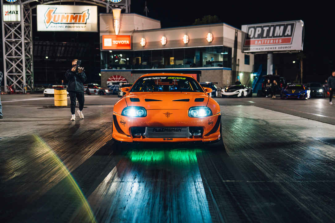 STAGED AND GLOWING — THE SUPRA HEAD-ON AT THE TREE