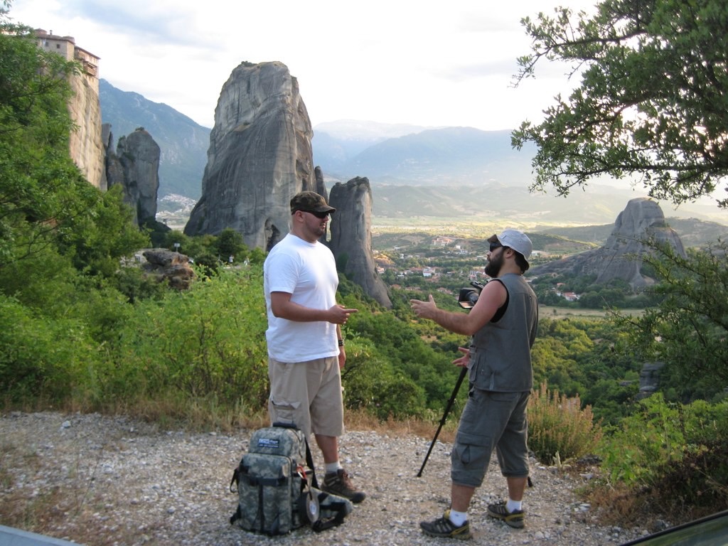ON SET IN METEORA GREECE — SCOUTING ABOVE THE VALLEY