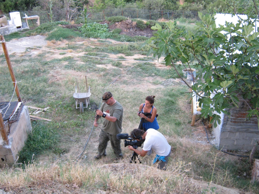ON LOCATION IN GREECE — SETTING UP THE HILLSIDE SHOT WITH THE CREW