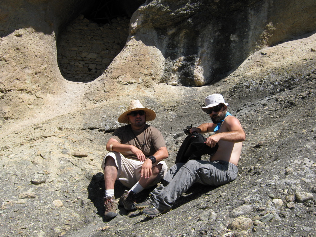 ON LOCATION AT METEORA — TAKING A BREAK BETWEEN SETUPS ON THE SANDSTONE PILLARS