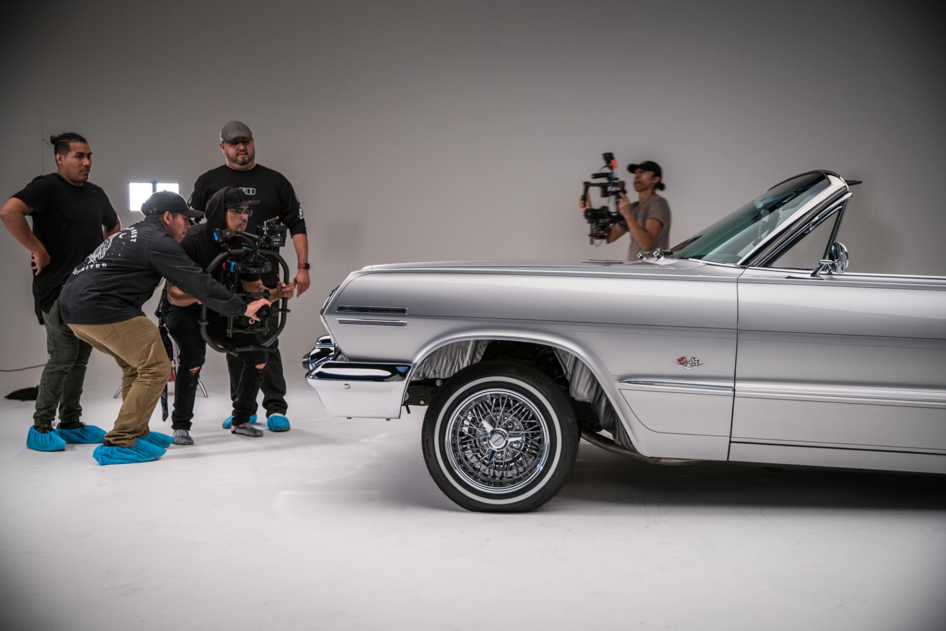 LOWRIDER ROLL MODELS — CREW LINING UP THE BEAUTY SHOT