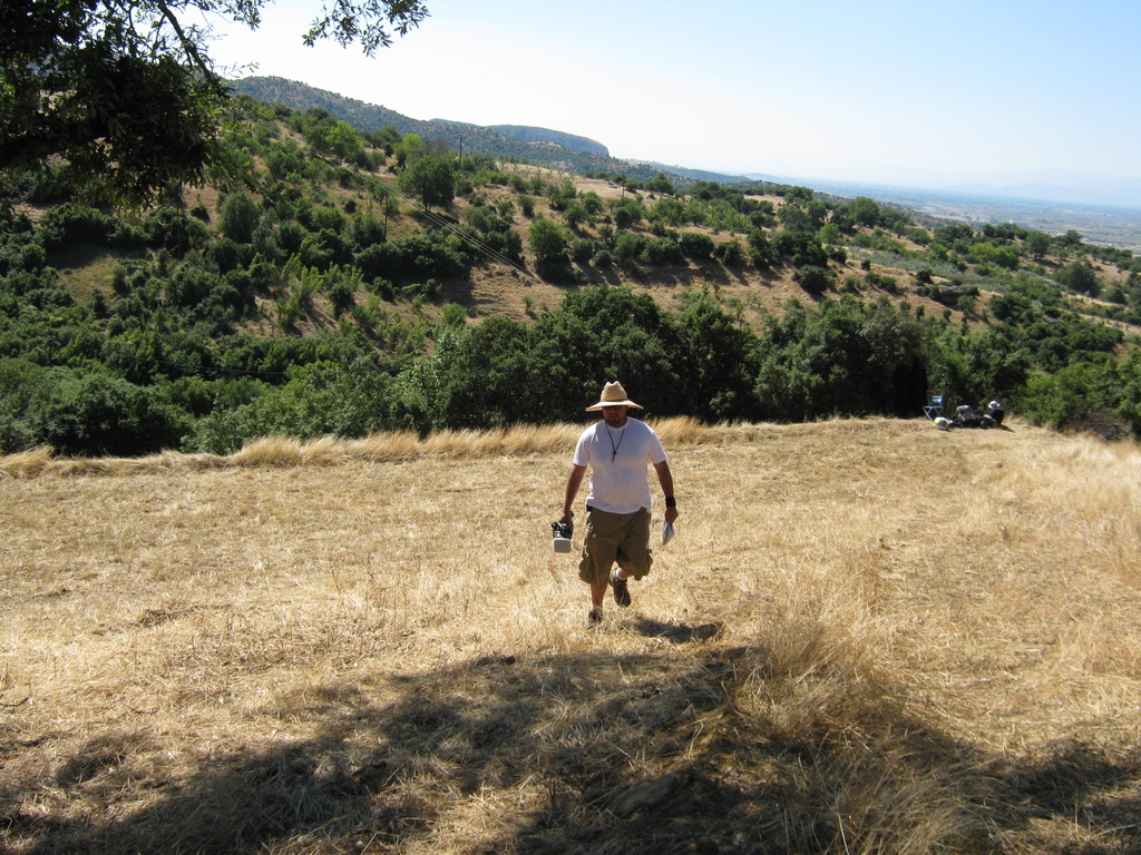 ON LOCATION IN GREECE — WALKING THE FIELD BETWEEN SETUPS