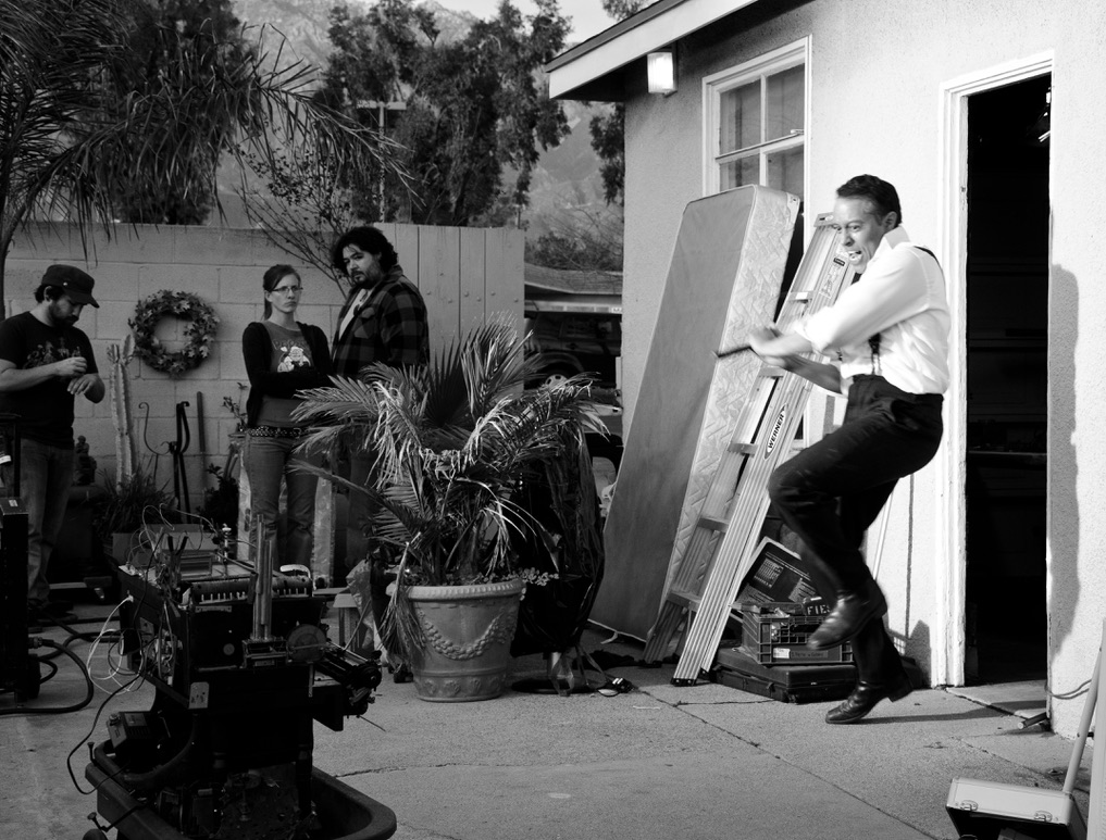 YANCEY ARIAS MID-TAKE IN THE BACKYARD