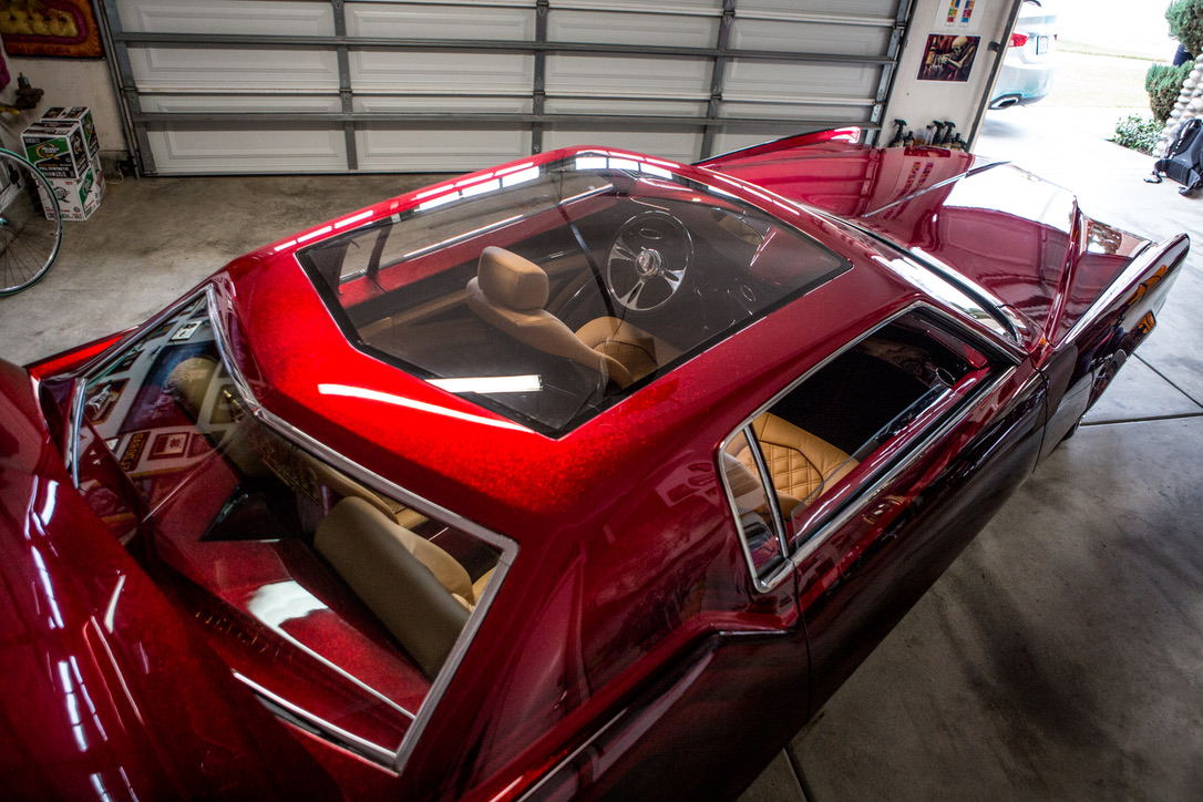 OVERHEAD — CANDY PAINT AND CUSTOM INTERIOR ON THE ELDORADO